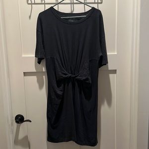 T-shirt dress with gathered waist.
